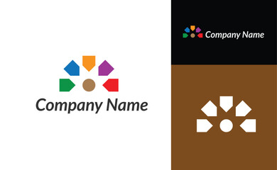 Colorful Abstract Logo Design with Geometric Shapes and Circle.