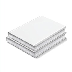 Two plain white books stacked neatly, slightly angled, casting a soft shadow on a white surface