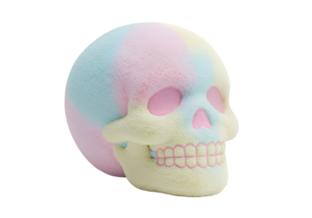 Pastel Skull Bath Bomb: Colorful, Unique, and Relaxing on white background