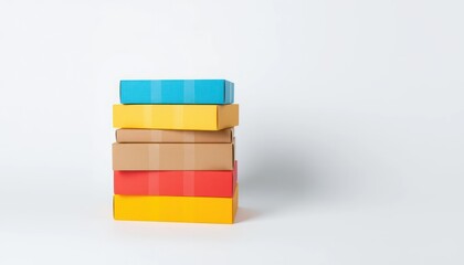 Colorful Stack of Books on White Background
