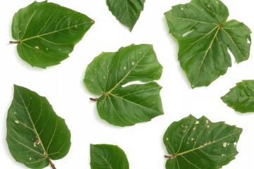 Fototapeta premium Precise clipping path of Bougainvillea glabra blossoms isolated on a white backdrop, highlighting the vivid leaf texture and form for versatile design application.