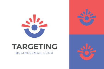Target People Logo Design with Focus and Motivation Concept for Business, Startup, marketing vector symbol