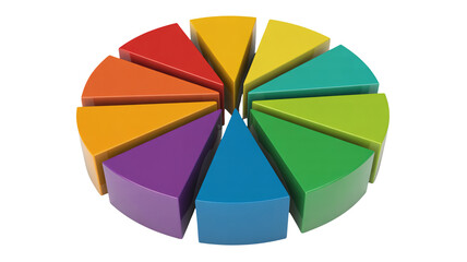 Colorful pie chart segments representing data analysis and business growth