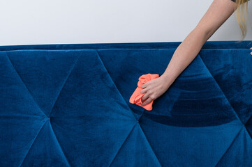 Removing stains from velvet upholstery on furniture, cleaning services
