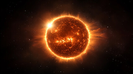 Obraz premium Close-up of the Sun with Solar Flares in Deep Space