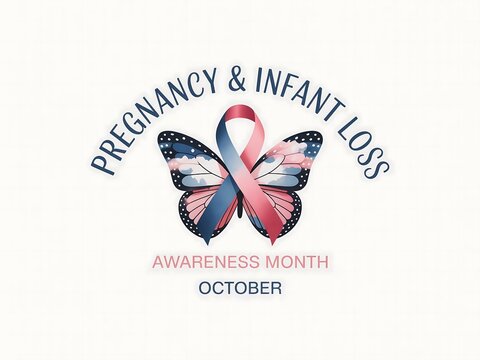 Butterfly with awareness ribbon symbolizing pregnancy and infant loss remembrance month