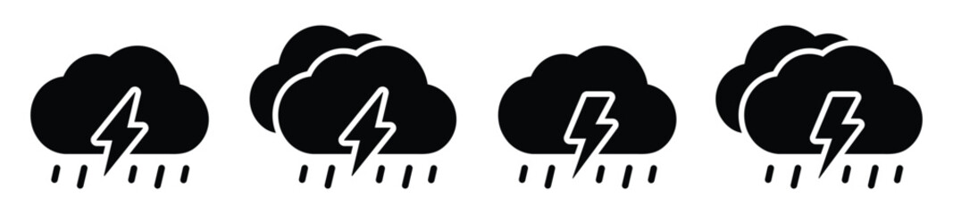 Cloud and rainy set icon, vector illustration
