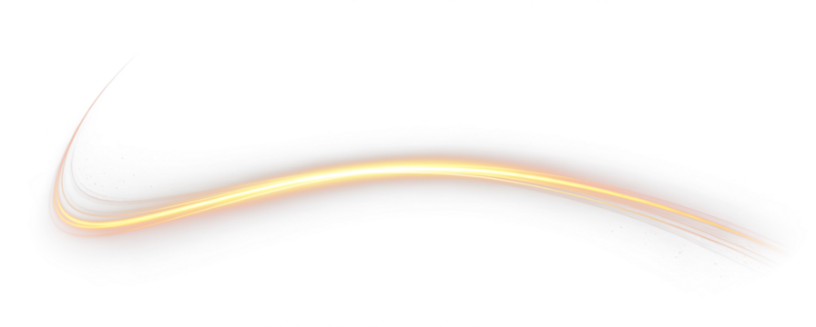 Golden glowing line, shine, light, abstract, flare. This PNG Overlay creates transparent luminous streak with radiant sparkle, perfect for luxury, festive, and elegant design effects.