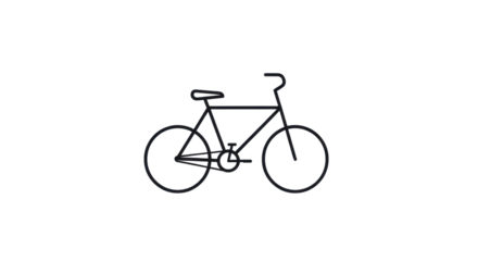Bicycle single line drawing for minimalist graphic isolated PNG with Transparent Background