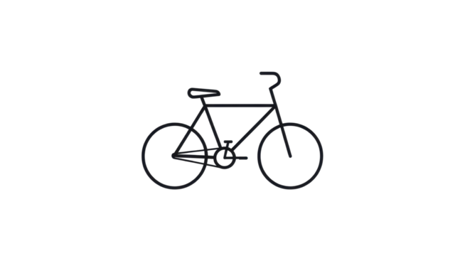 Bicycle single line drawing for minimalist graphic isolated PNG with Transparent Background