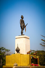Ayutthaya, Thailand - February 13, 2025: The Royal Monument of King Ramathibodi I, or King U Thong, was the first king of Ayutthaya, a prosperous kingdom that ruled the country for 417 years.
