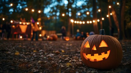 Spooky halloween celebration enchanted forest photography festive atmosphere evening view family fun and tradition