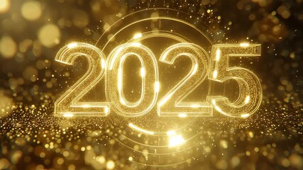 New year's 2025 celebration global event digital art festive environment close-up view optimism and hope