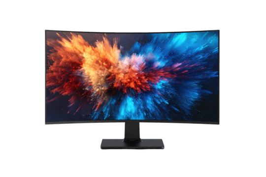 Curved monitor with vibrant abstract display