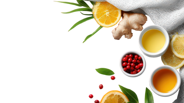 Vibrant Citrus and Berry Wellness Ingredients on Black Background