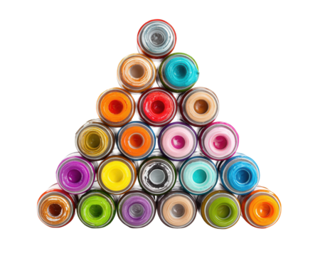 Vibrant Colorful Paint Tubes Arranged in a Triangle on Black Background