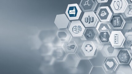 A background with a lot of different symbols and icons.abstract medical background with icons and patterns for healthcare concept.