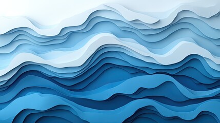 Fototapeta premium Abstract Blue Layered Wave Pattern Design