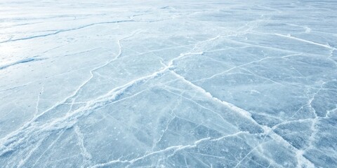 Cracked ice surface with a beautiful pattern, creating an abstract background with natural textures and a cool, frozen aesthetic for winter designs