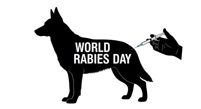 World rabies day illustration of a dog receiving a vaccination isolated on white background