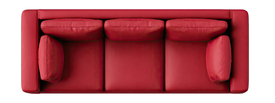 Red couch, top-down view