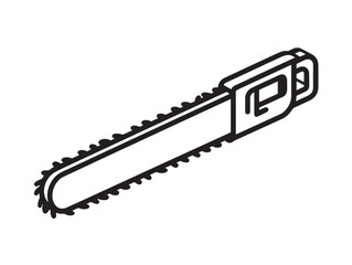 Professional forestry chain saw bar drawing in clean flat vector