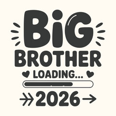 Vector art of big brother loading 2026 announcement text with progress bar and hearts