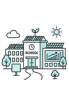 school building with solar panels clip art preview