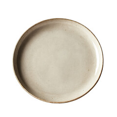 Light beige round plate with a dark rim