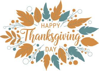 Naklejka premium Elegant Thanksgiving Leaves And Berries Border Design On A White Background