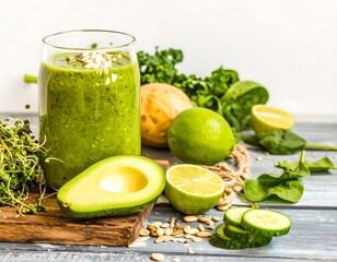 Vibrant green smoothie with fresh ingredients