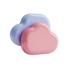 Two pastel-colored clouds, light lavender and soft pink, overlap