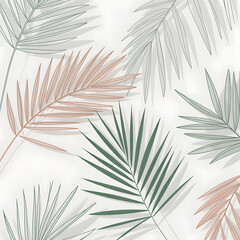 Fototapeta premium Minimalist Pastel Palm Leaves Pattern on Light Background