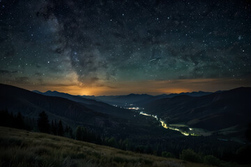background of starry night over a mountain ridge
