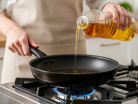 Transparent yellow plastic bottle used for pouring cooking oil.