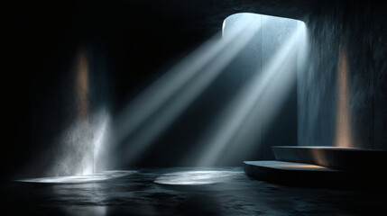 Minimalist Interior with a Central Light Column