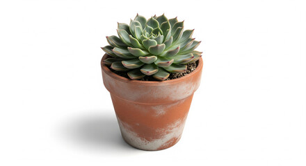 Green succulent plant in terracotta pot, isolated transparent background////////////////////////////////////////////////////////////////////////////////////////////////////////////////////////////////