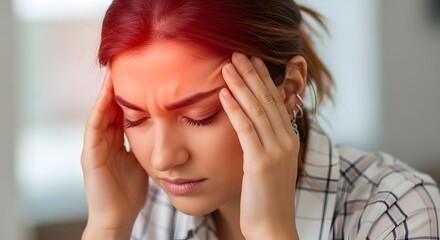 Woman Suffering from Severe Headache and Stress