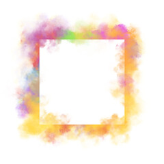 frame with watercolor splashes in bright pastel colors isolated on white, graphic frame PNG