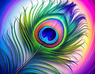 Obraz premium Vibrant peacock feather, colorful hues