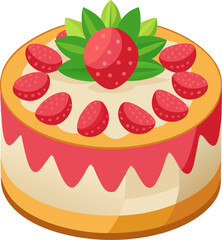 Delicious strawberry cake  , white background
