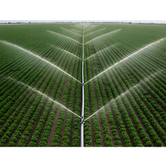 Agricultural Irrigation System Nourishing Green Fields from Above