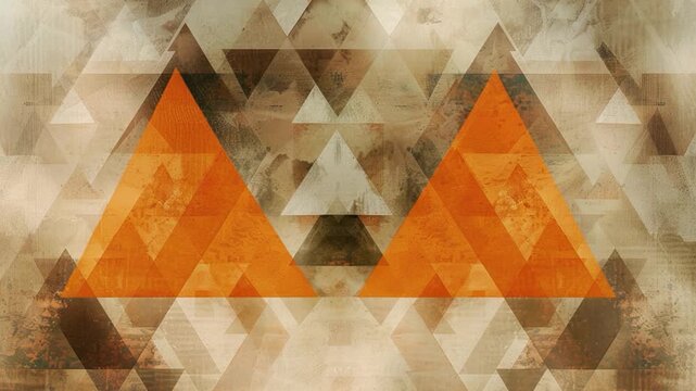 A geometric design adorns the wall with three connected triangles