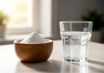 Baking soda powder and mineral water - Healthy food