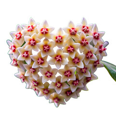 Obraz premium Heartshaped hoya flower arrangement isolated on transparent background, showcasing the beauty and symmetry of natures design