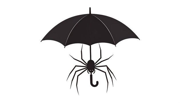 Simple black silhouette of a spider under an umbrella - Powered by Adobe