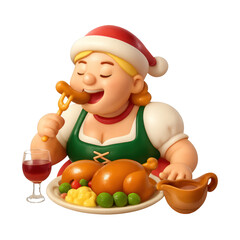 PNG Festive feast with joyful character.