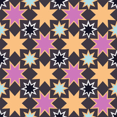 seamless pater with geometric figures. Illustration with flowers. Picture for a postcard or wrapping paper, colorful background image hand drawn