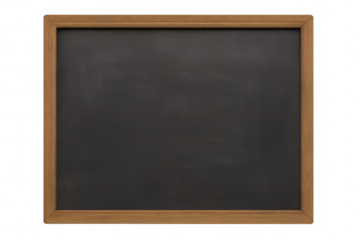 Empty blackboard with wooden frame on transparent background for educational purposes