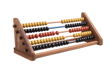 vintage wooden abacus for calculations and arithmetic  isolated on white background